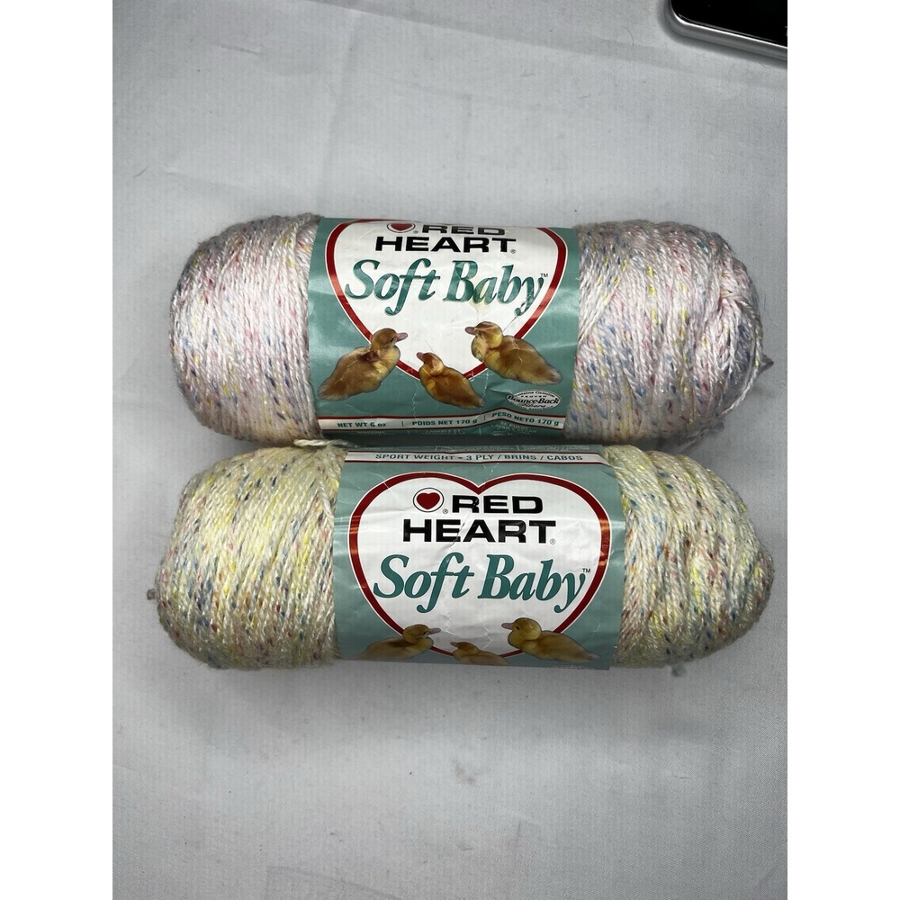Red Heart Soft Baby Yarn Twinkle Pink Yellow E705 Discontinued Lot 2 Skeins